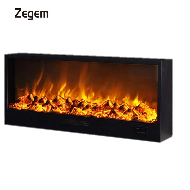 120cm Realistic LED Electric Fireplace 1500W Heating Device Fire Effect Steel Remote Control Insert Household Hotel US-2