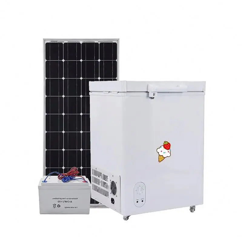 Single Double Door 12V 24V Solar Panel Energy Powered Freezer Refrigerator Fridge Solar Powered Freezers-0