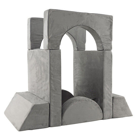 8 Pieces Kids Modular Play Sofa with Detachable Cover for Playroom and Bedroom-Gray-1