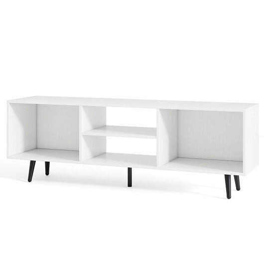 47.5 Inches TV Stand for 55-Inch TV with Compartments and Metal Legs-White-4