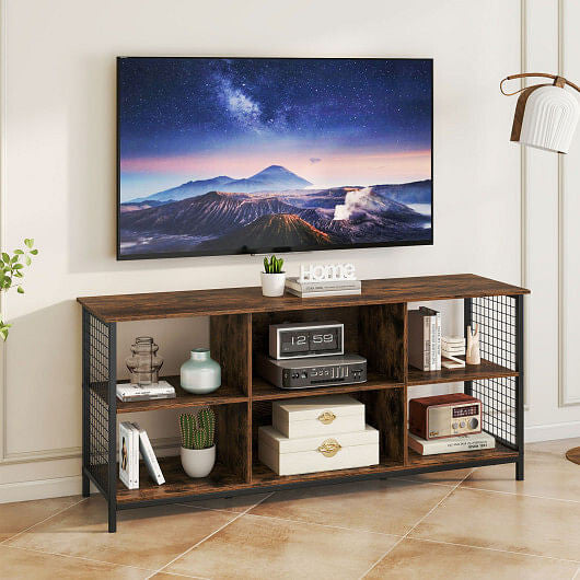 TV Stand for 65 Inch TVs-Rustic Brown and Black-0