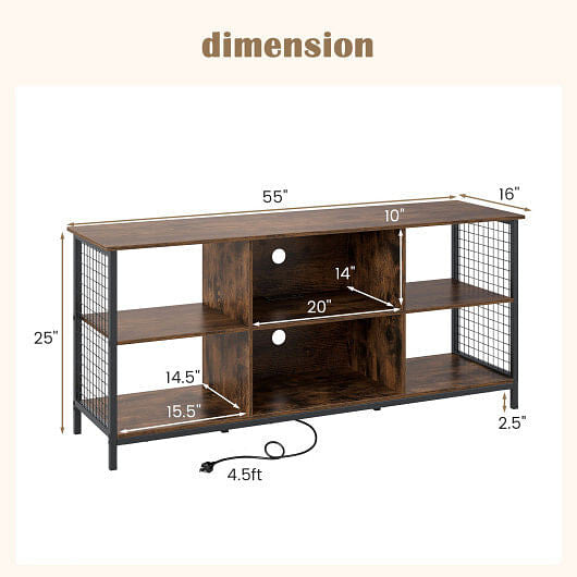 TV Stand for 65 Inch TVs-Rustic Brown and Black-3