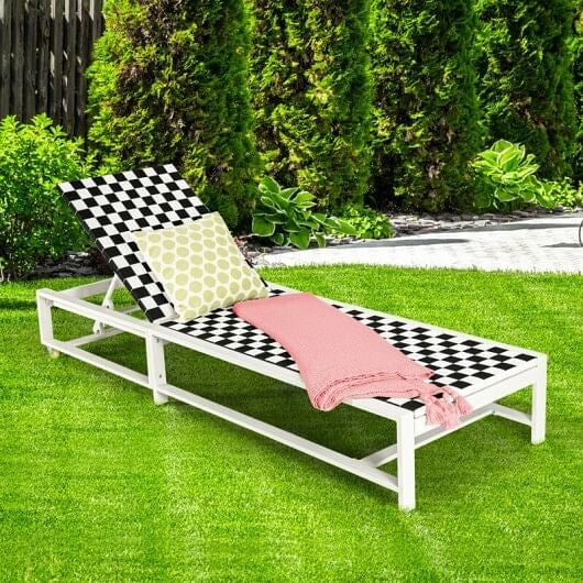 Patio Adjustable Reclining Chair Lounge Chair Chaise for Garden Deck Wheel-1