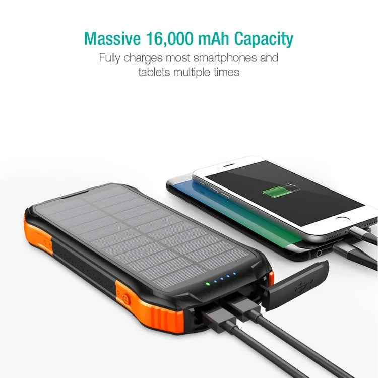 16000mAh Solar Power Bank Shockproof PD18W Portable Battery IP65 Waterproof Wireless Battery-5