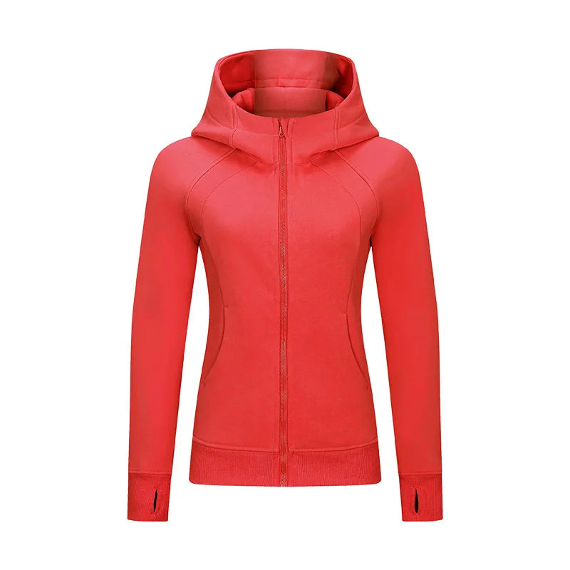 Xsunwing Custom Logo Fitness Coat Sports Wear Outwear Women Running Jackets With Thick Full Zip up Face Hoodie Sweater WDQ028-7
