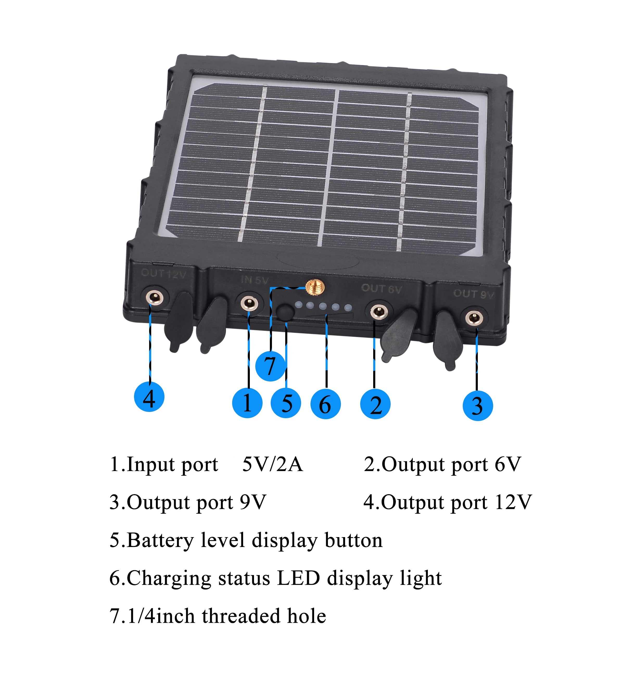 Compact 5V 6V 9V 12V Solar Panel with 8000mAh Lithium Battery for Outdoor Hunting Trail Camera-1