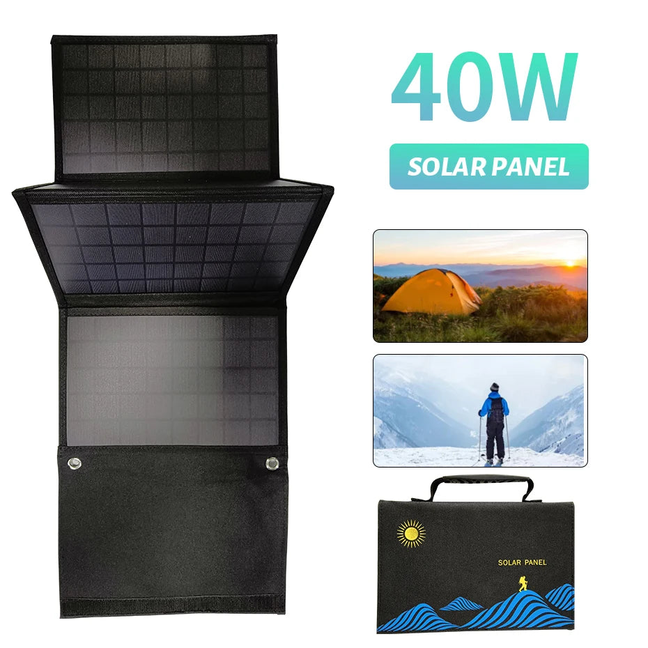 Foldable Solar Panel 5V Portable Battery Charger USB Port Outdoor Waterproof Power Bank for Phone PC Car RV Boat-4
