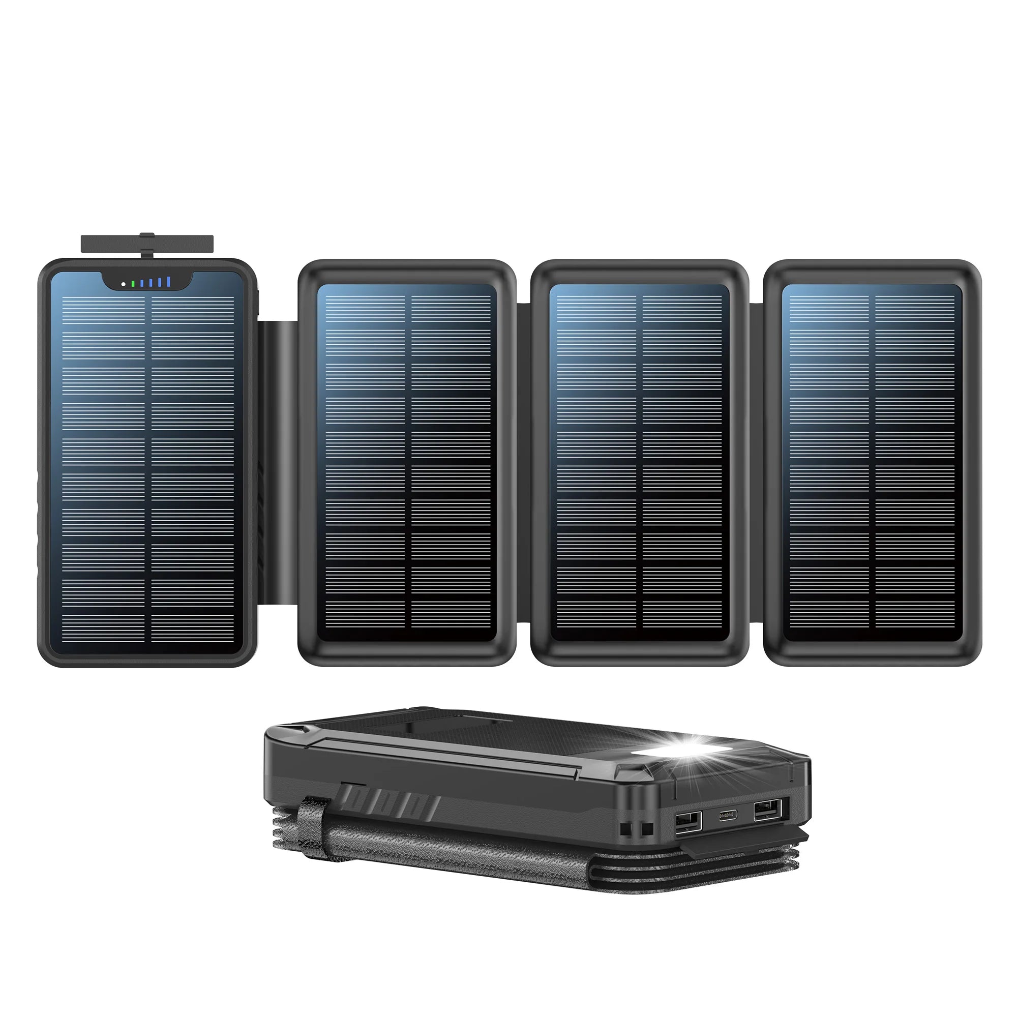 2025 Best Seller Outdoor Camping Solar Phone Charger 20000mAh Portable Large Capacity With 4 Foldable Solar Panels Power Bank-1