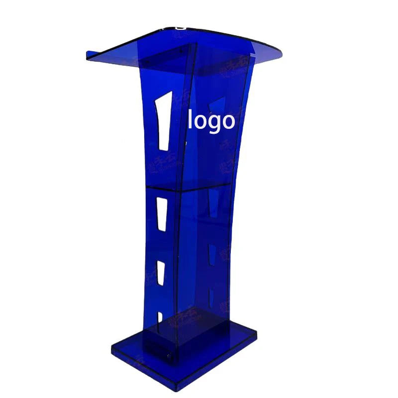 Modern Style Blue Acrylic Podium Desk for Commercial Use-Versatile Furniture for Schools MC Weddings Hotels Supermarkets-5