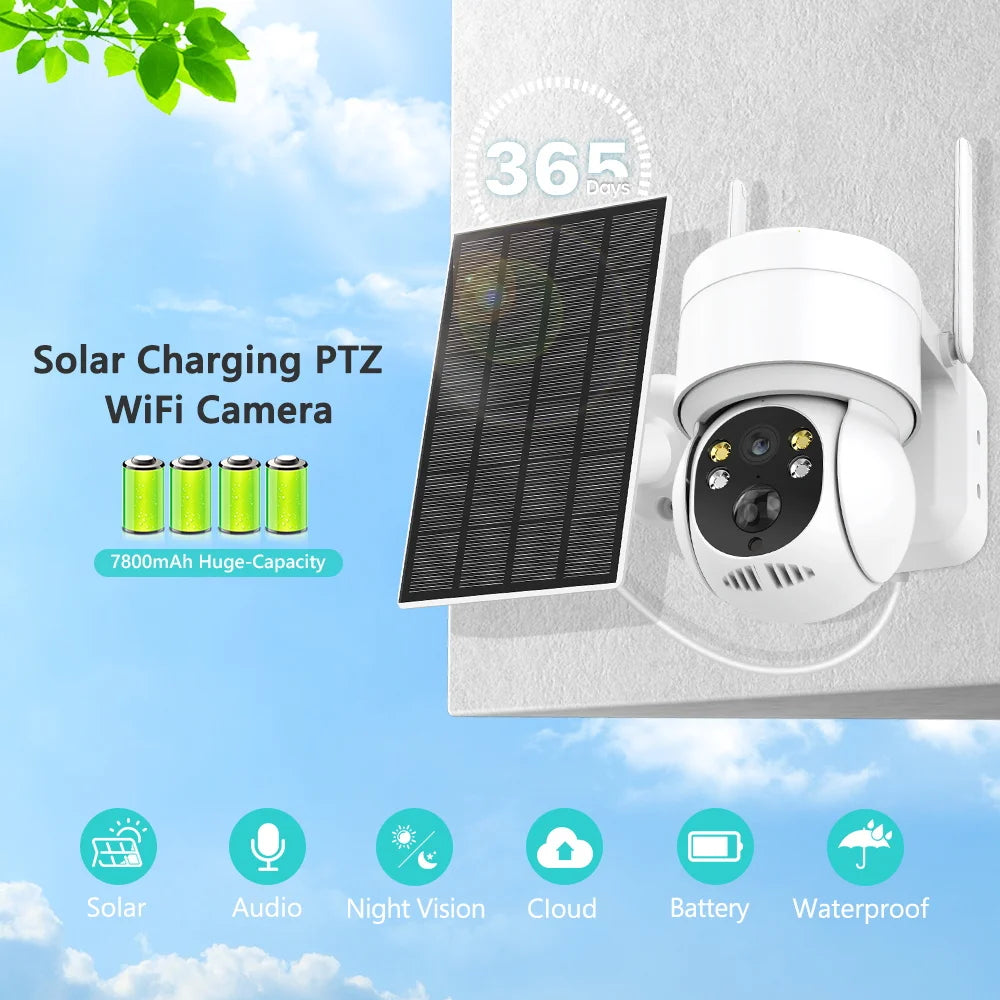 BESDER PTZ Solar WiFi Camera Outdoor 1080P Motion Detection Remote Security Camera Solar Panel-1