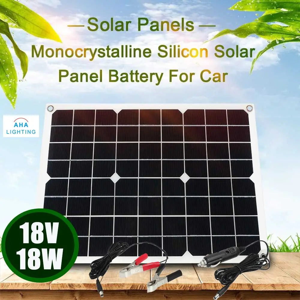 18V Solar Power Panels 18W Monocrystalline Silicon Solar Panel Economical Battery Cost for Car Use-1
