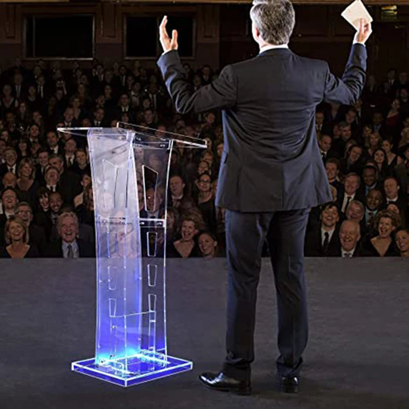 Acrylic Pulpit for Churches Acrylic Podium Stand With LED Lights Acrylic Lectern-4