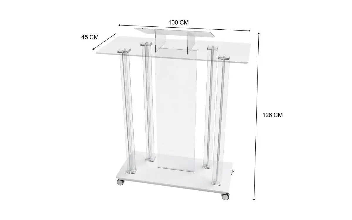 Large Size Modern Acrylic Podium Transparent Lecture Host Desk for School Supermarket Hotel Luminous Wedding MC Desk-5