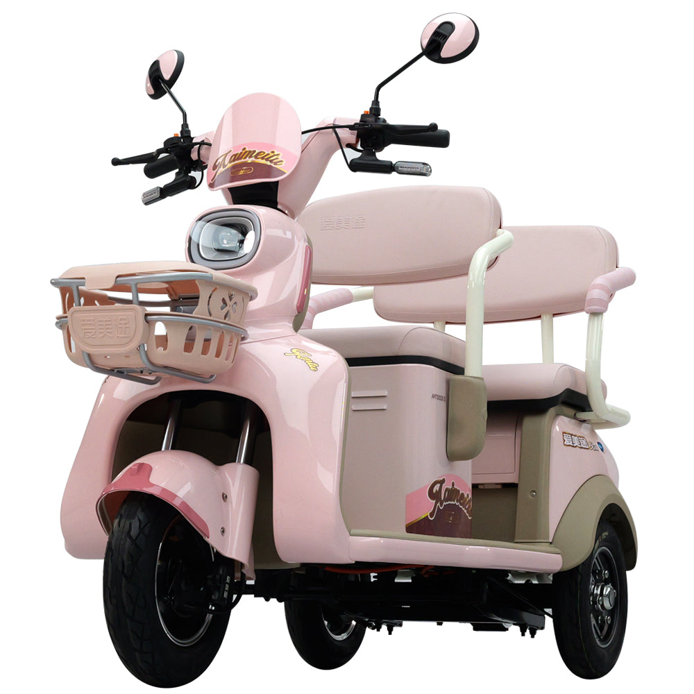 Georbella 60V electric tricycle pink color front view