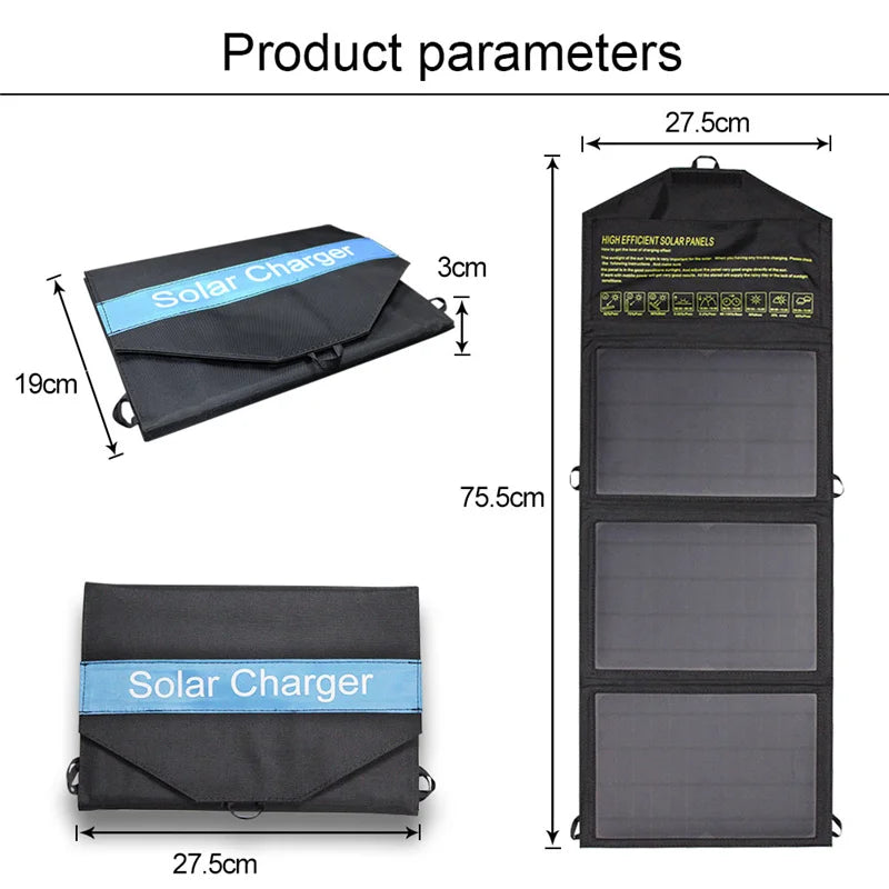 Portable Foldable Solar Panel 21W 28W 60W 100W Sun Power Charger Waterproof Solar PV Photovoltaic Cleaner System-2