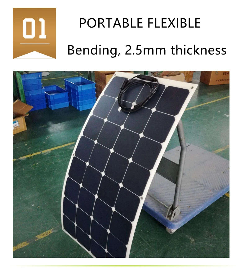 100W SOLAR PANEL Flexible Kit Light Semi Solar Panel for Caravan Homes Energy Monocrystalline Cell 100w 100 Watt 12v-4