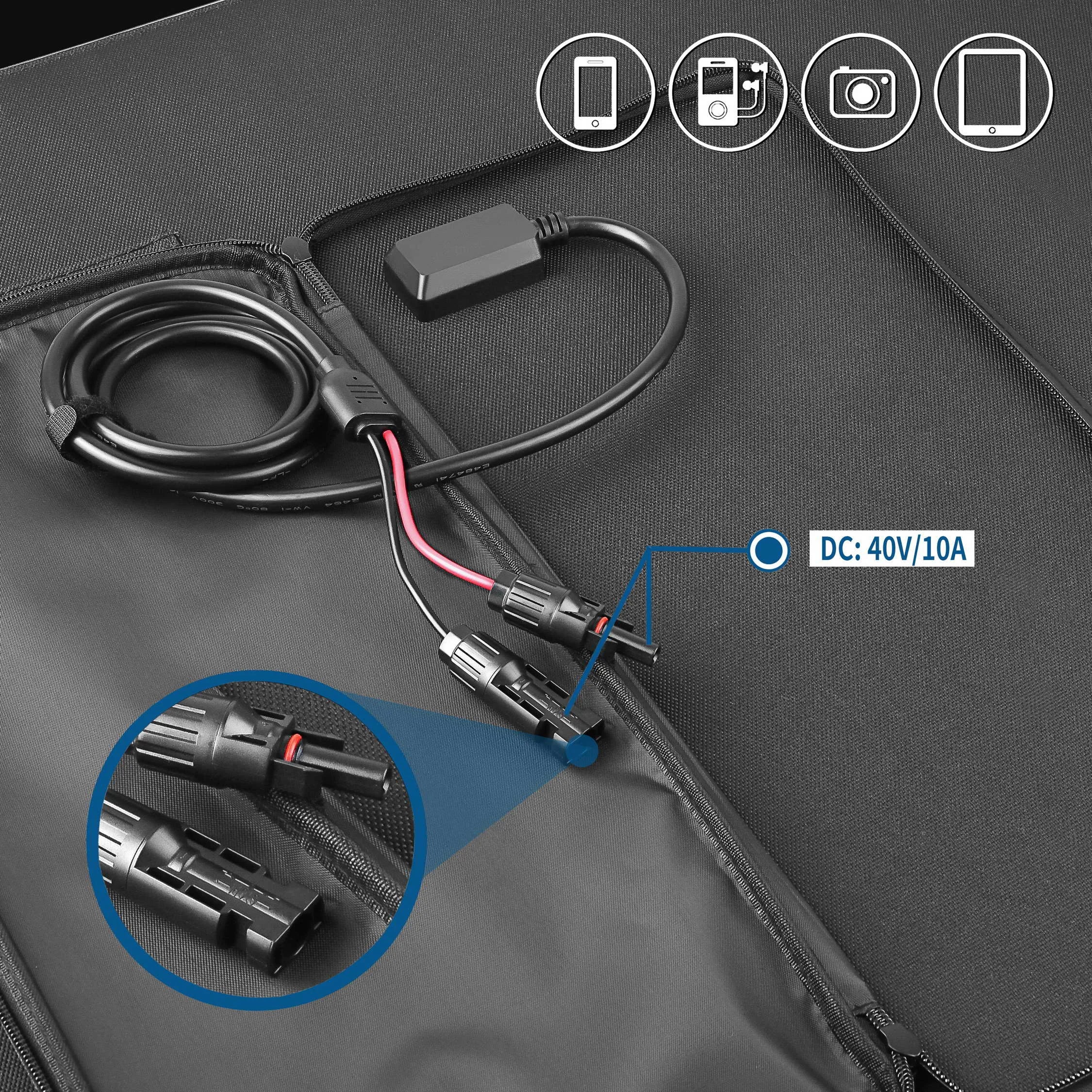 Europe Standard 400W 40V Portable Foldable Solar Panel Anti Cracking Polymer Aviation Material for Camping Hiking Caravan Use-3