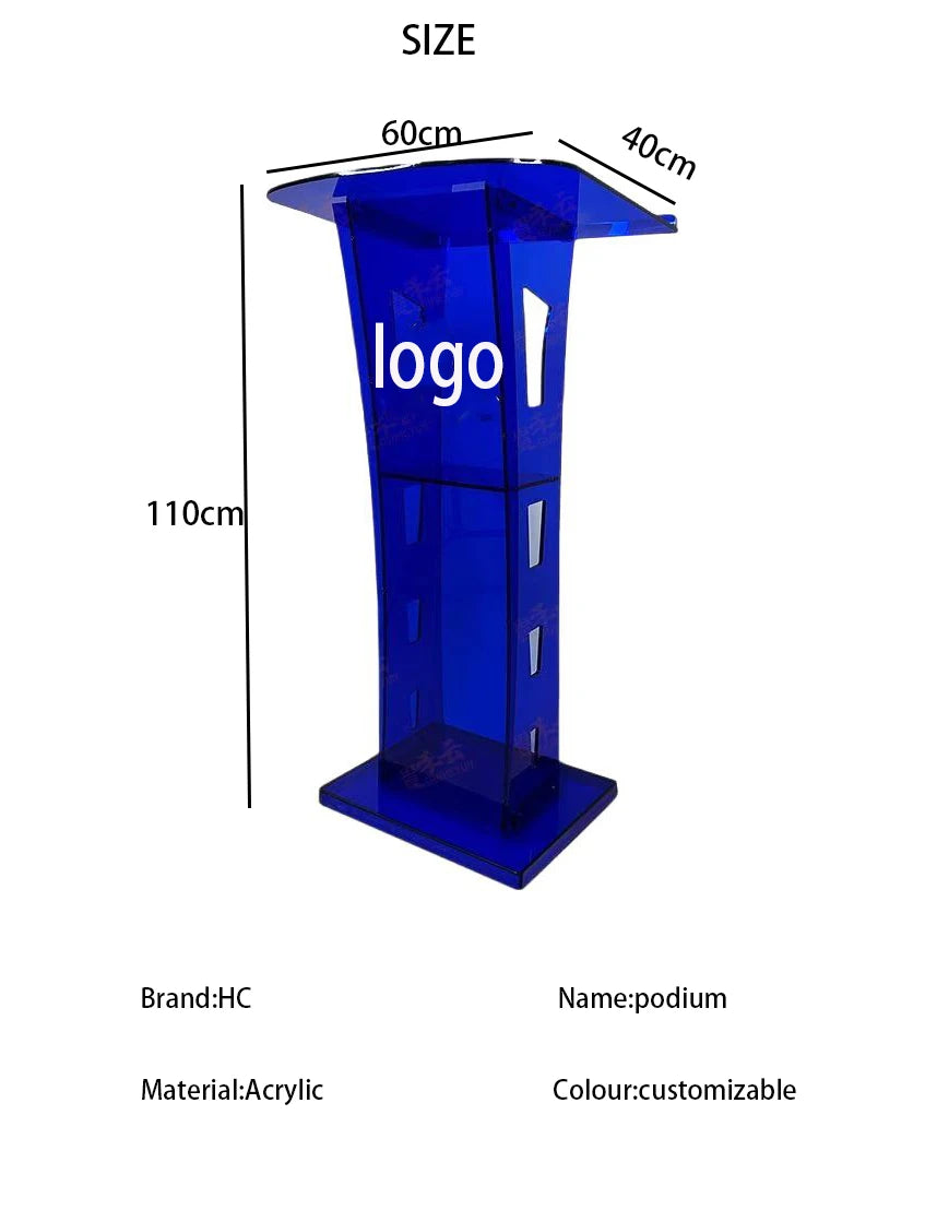 Modern Style Blue Acrylic Podium Desk for Commercial Use-Versatile Furniture for Schools MC Weddings Hotels Supermarkets-3