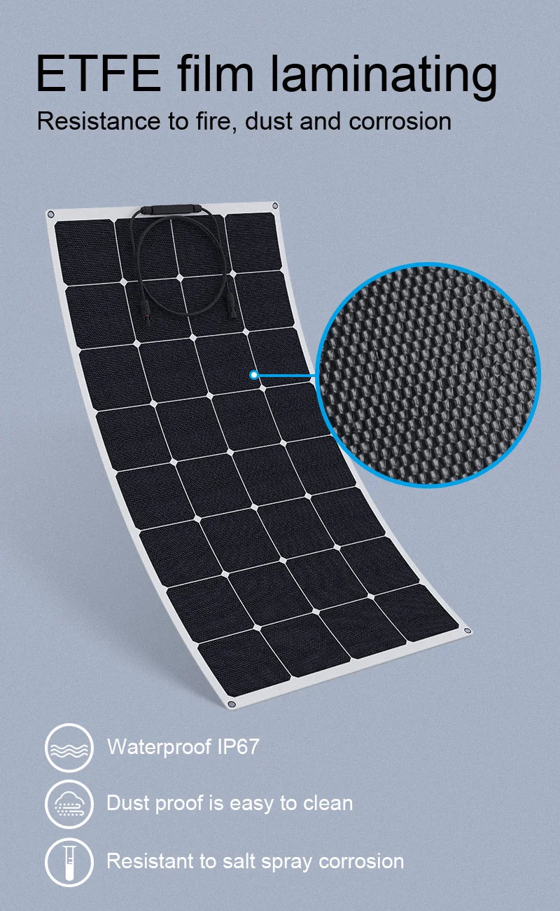 110W 18.5V ETFE Sunpower Cells Semi Flexible Solar Panels Charging for Batteries Marine Yachts Campervans Boats RVs-4