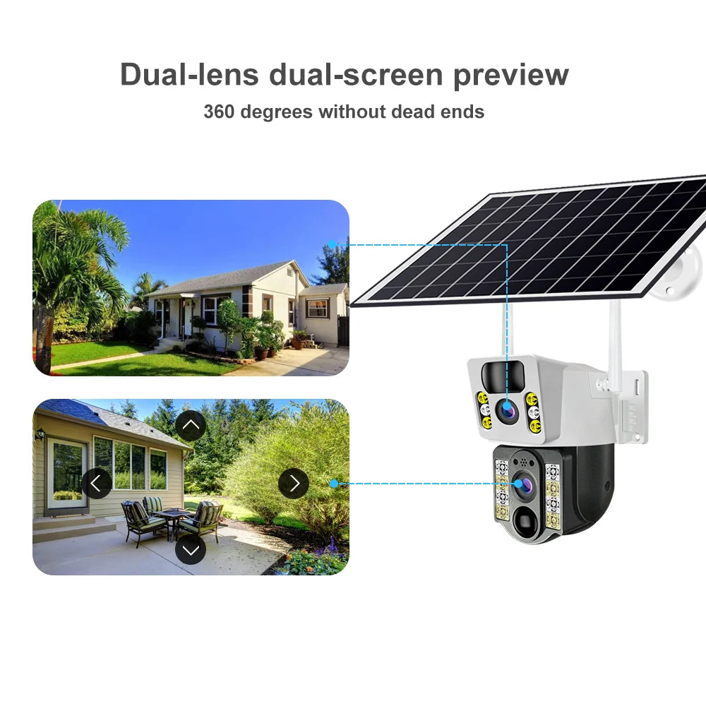 OEM WiFi Solar Panel Powered Dual Lens Surveillance CCTV Camera V380 Pro Wireless Outdoor Security WiFi Solar Camera-2