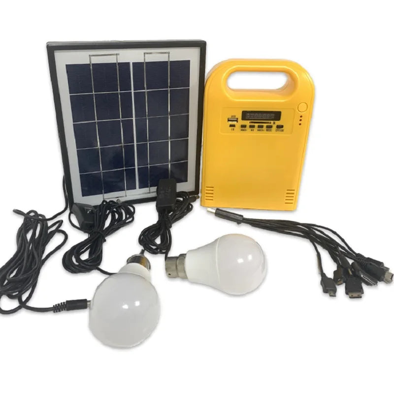 Portable Solar Panel Kit Solar Charging System Solar Lighting System Green Technology Lithium Ion PWM 1W LED Bulb * 2 Pcs 6.4V-0