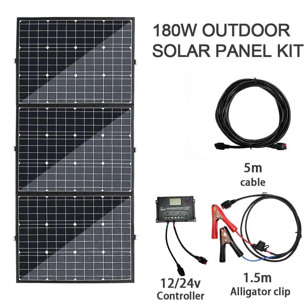 180W Foldable Solar Panel with Water Resistant Mono-Crystalline Battery Charger for Outdoor Use-2