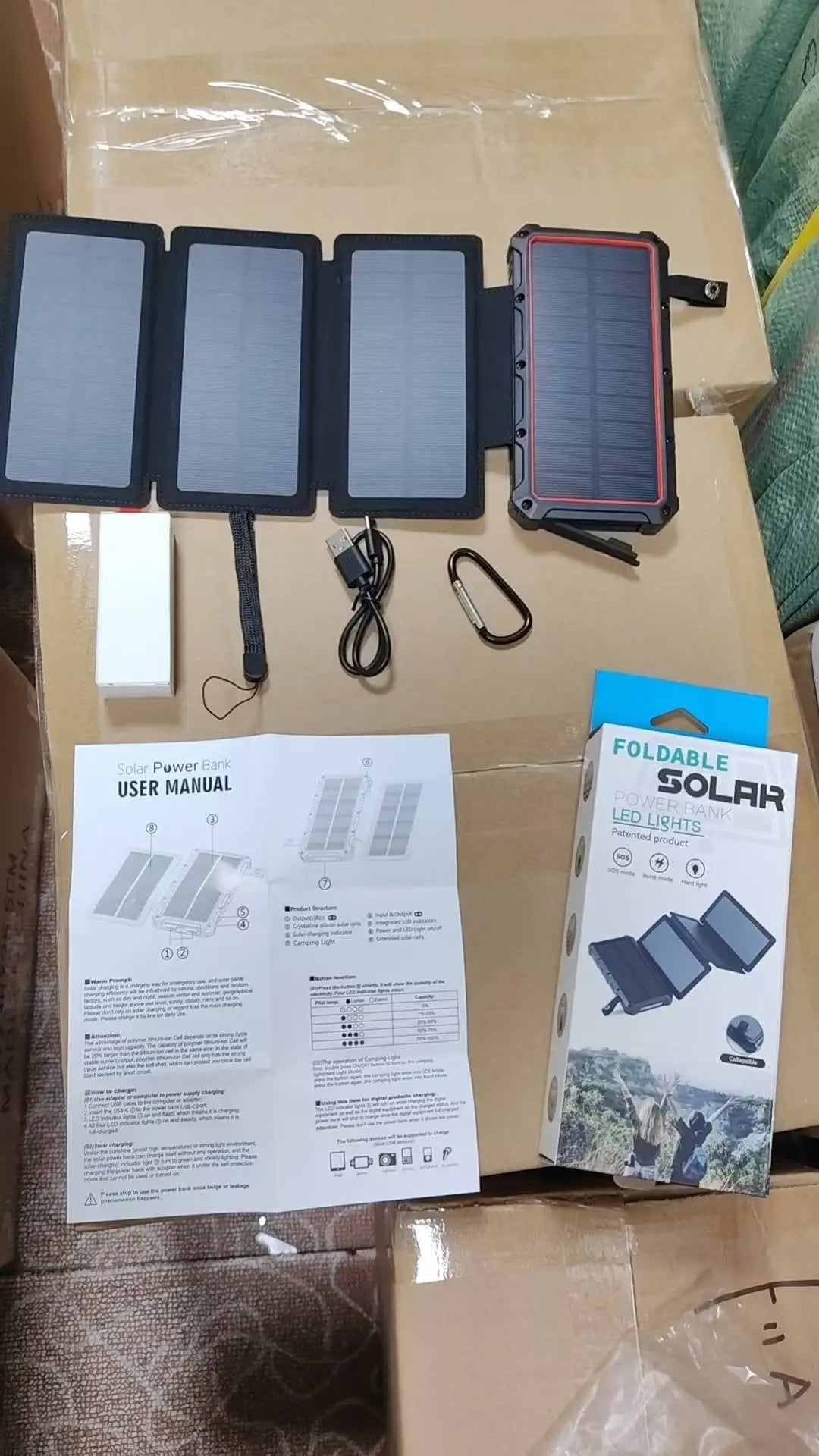 High Efficiency Waterproof Foldable Solar Powered Portable Solar Panel Charger Power Bank for Cell Phone Mobile Phones-5