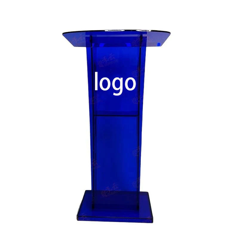 Modern Style Blue Acrylic Podium Desk for Commercial Use-Versatile Furniture for Schools MC Weddings Hotels Supermarkets-2
