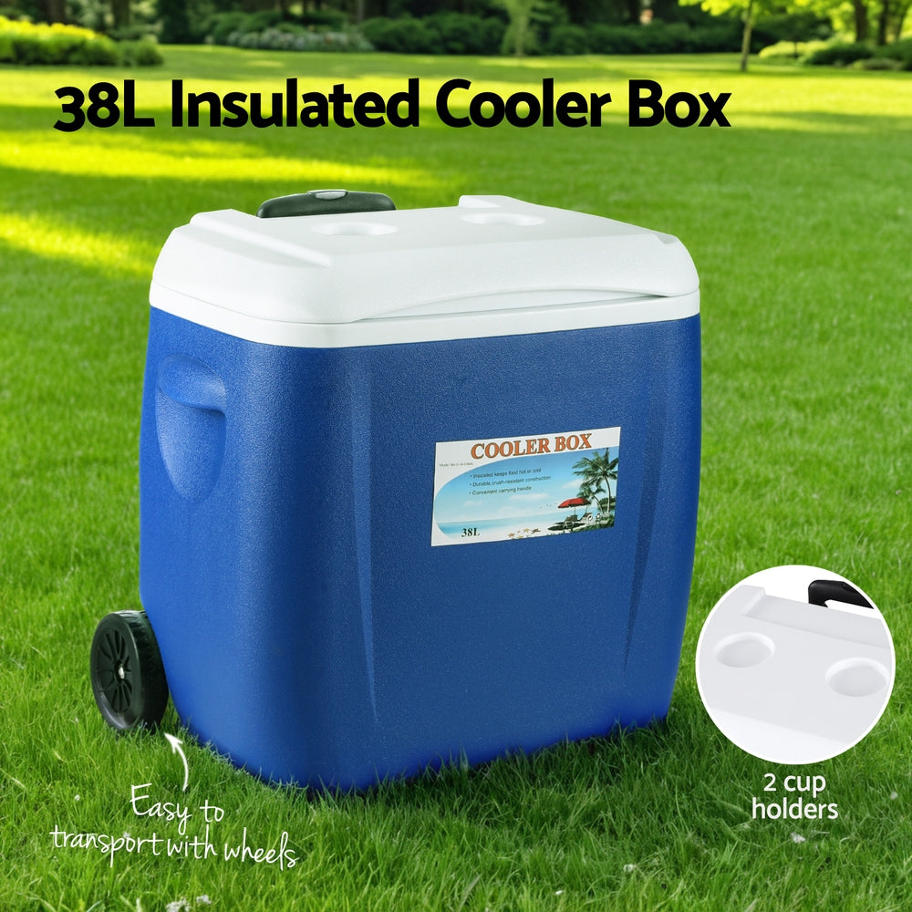 NNEDSZ Glacio 38L Portable Ice Cooler Box With Wheels Camping Fridge-3
