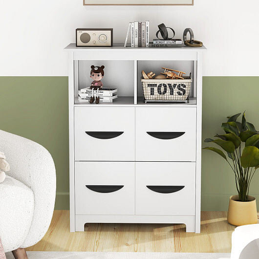 24 Inch Floor Cabinet with 2 Open Compartments and 2 Drawers-White-1