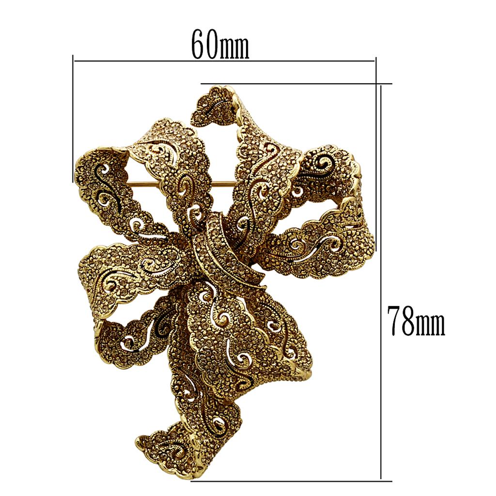 LO2403 - Gold White Metal Brooches with Top Grade Crystal in Citrine Yellow-1