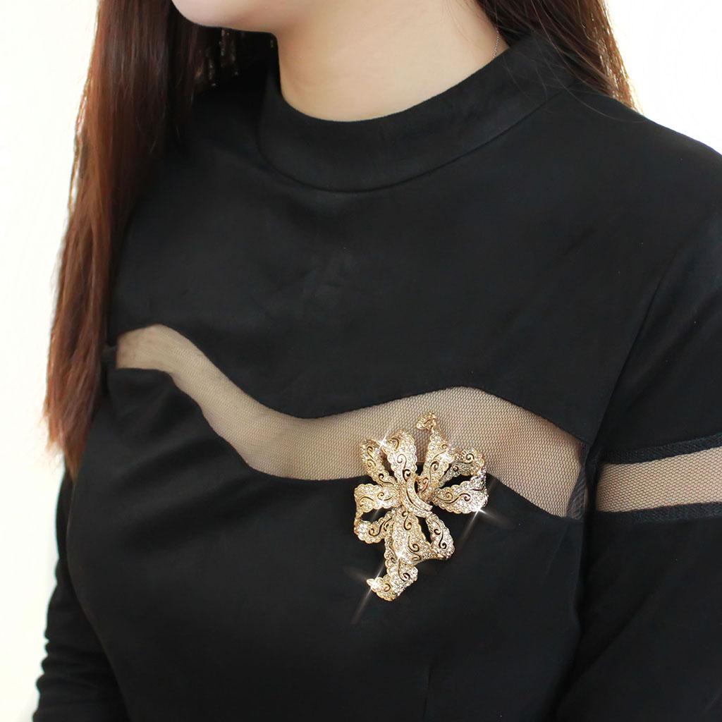 LO2403 - Gold White Metal Brooches with Top Grade Crystal in Citrine Yellow-2