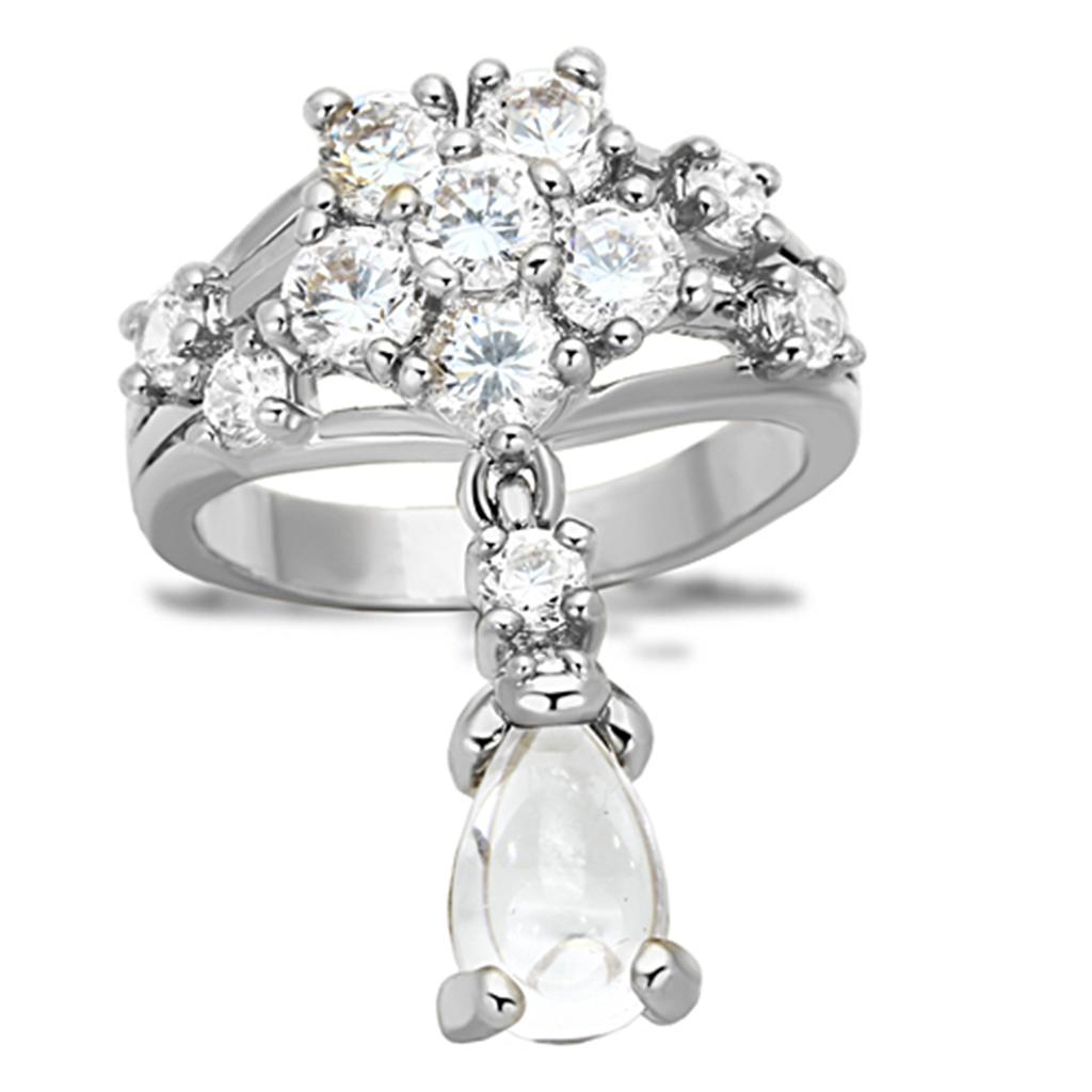 LO3076 - Rhodium Brass Jewelry Sets with AAA Grade CZ in Clear-2