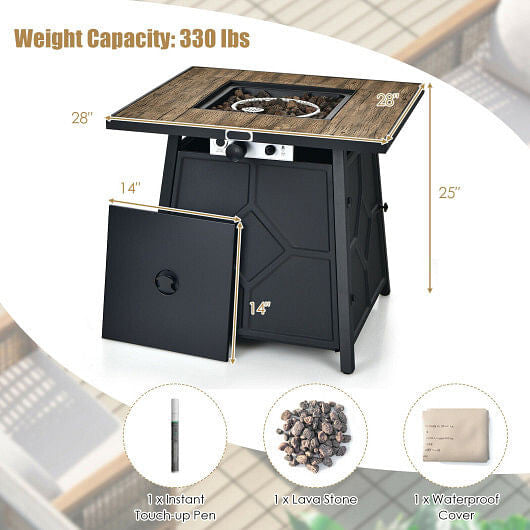 40 000 BTU 28 Inches Propane Gas Fire Pit Table With Cover-2