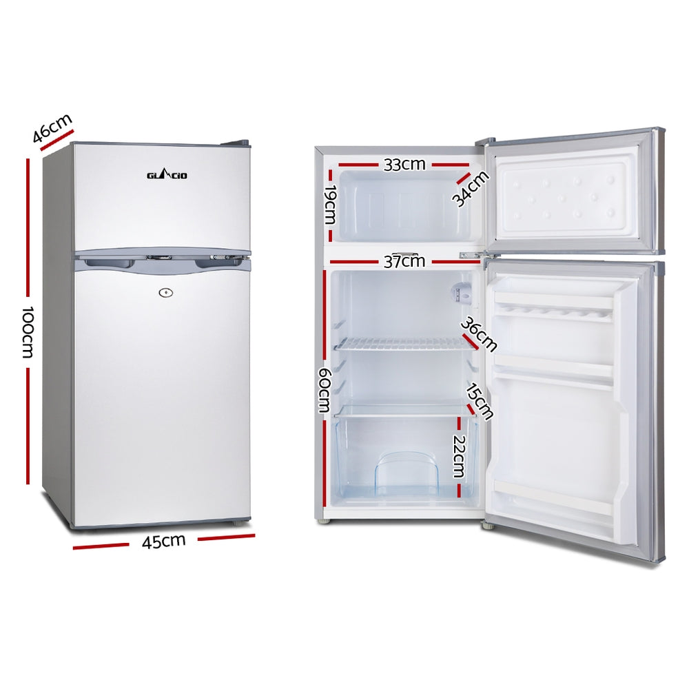 NNEDSZ 100L Portable Fridge Bar Freezer Cooler Upright 12V/24V/240V Caravan Car Silver-1