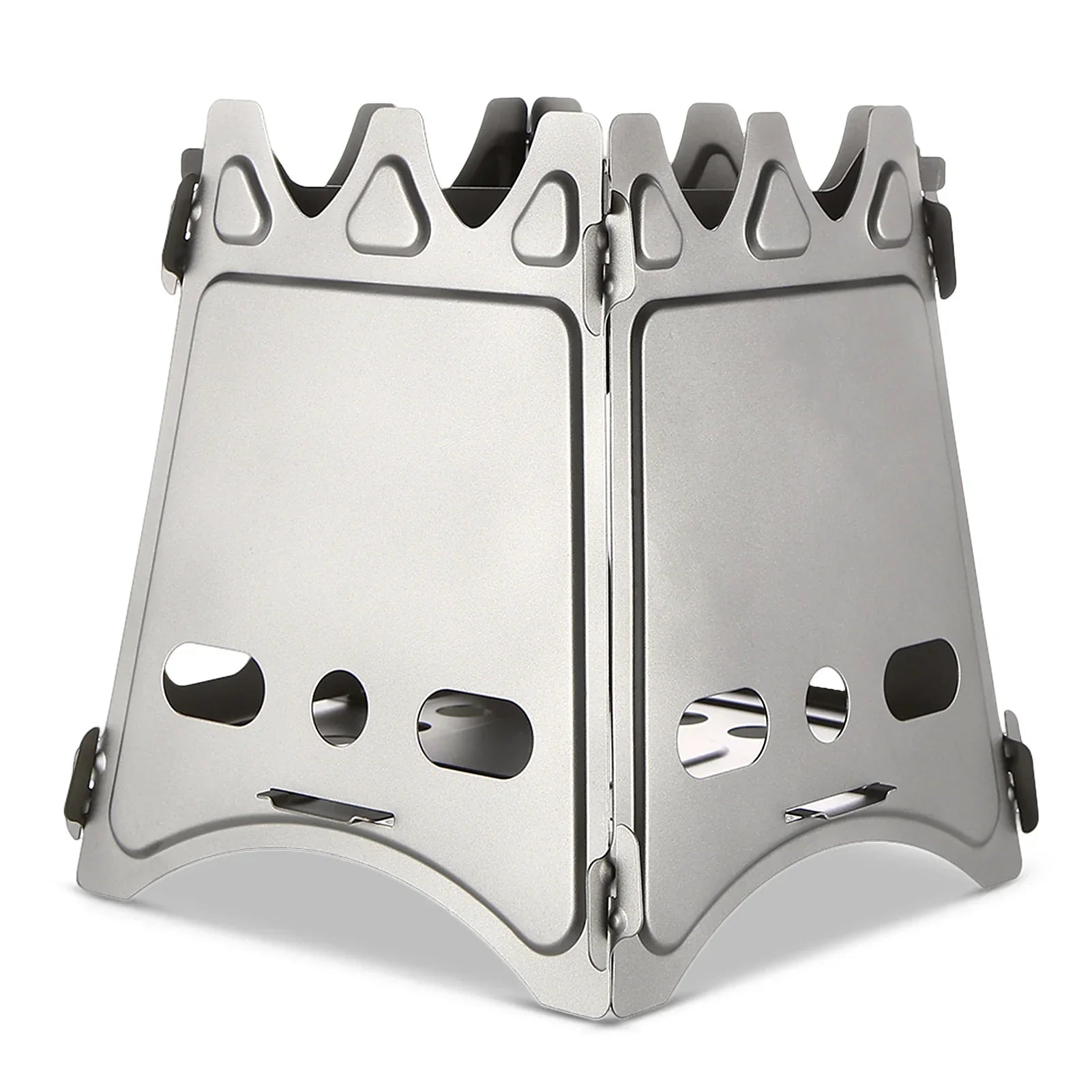Compact Folding Titanium Wood Stove Silver-2