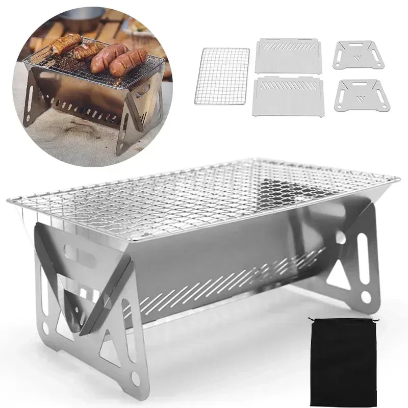 Portable Folding Grill Heating Stove Silver-2