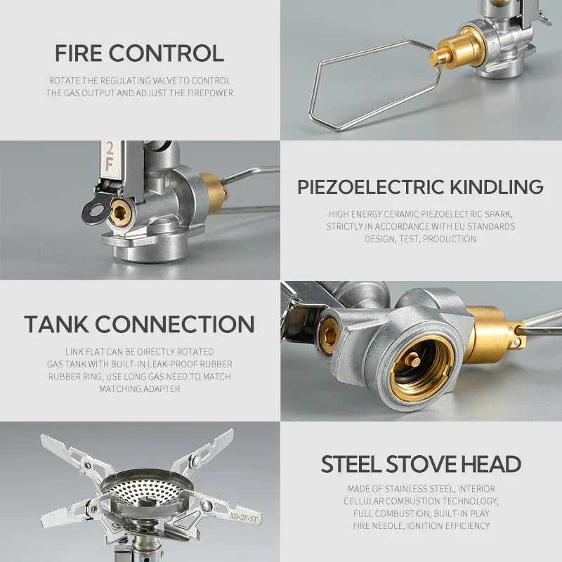 Adjustable Mini Camping Gas Stove Silver-4