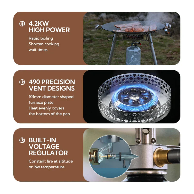 Camping Gas Stove 4.2KW Backpacking Silver-2