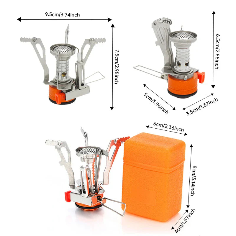2PCS Mini Camping Gas Stove Orange-4