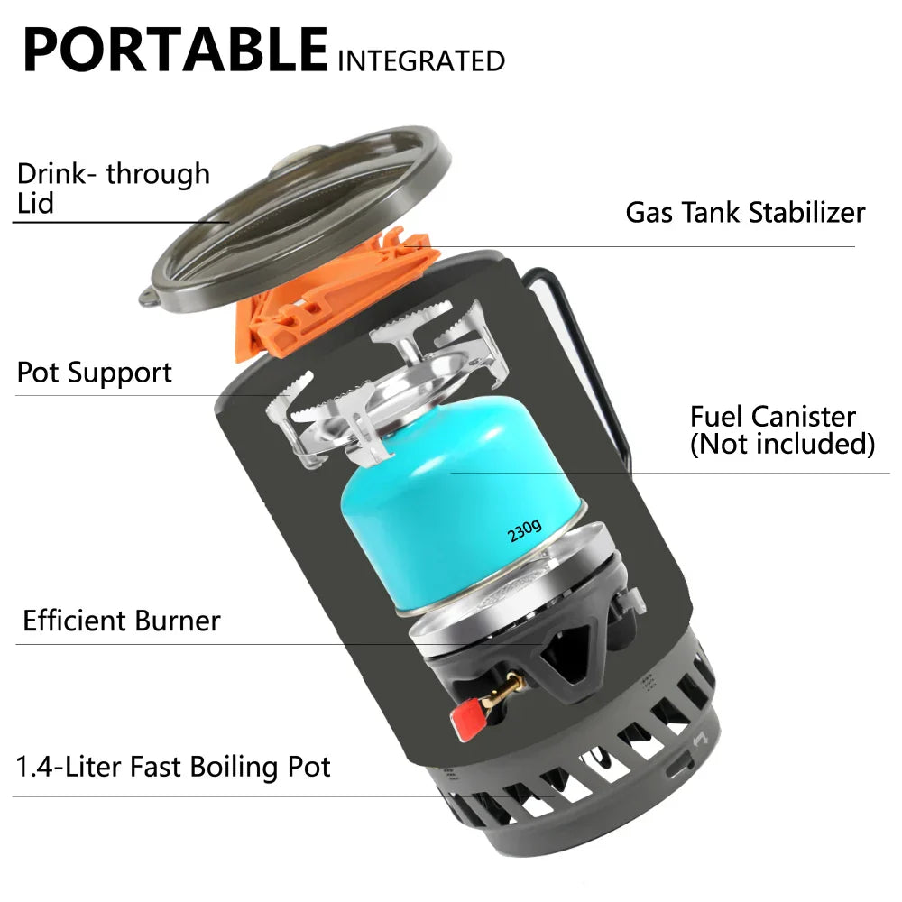 1400ml Heat Exchanger Camping Stove Black-2