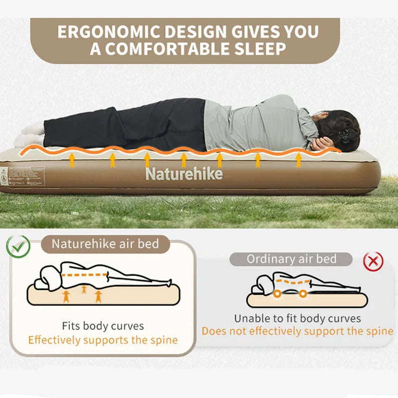 NNEOBA Camping Air Mattress PVC Inflatable Bed Khaki-2
