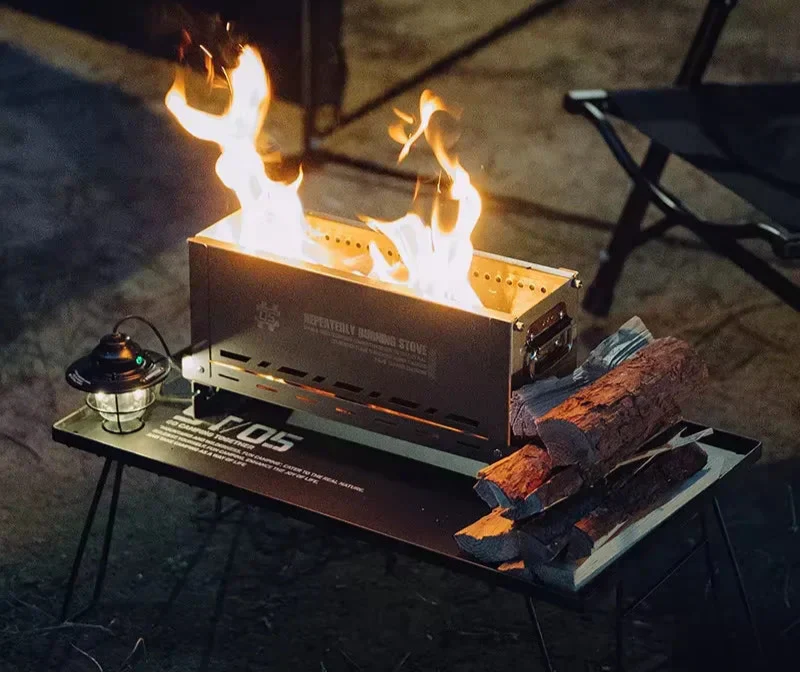 Foldable Secondary-Burn Camping Stove Silver-2