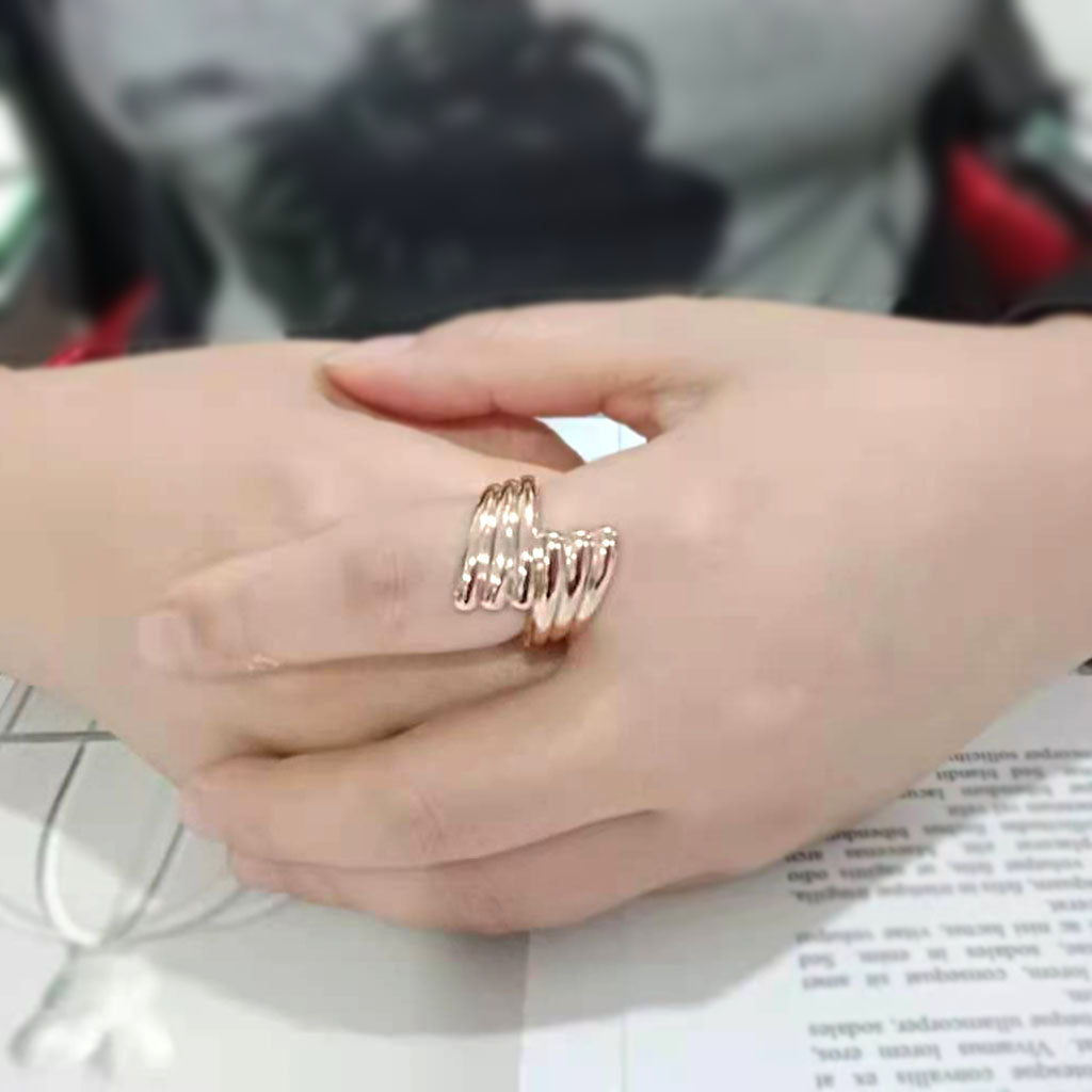 TK3800 - IP Rose Gold(Ion Plating) Stainless Steel Ring with NoStone in No Stone-4