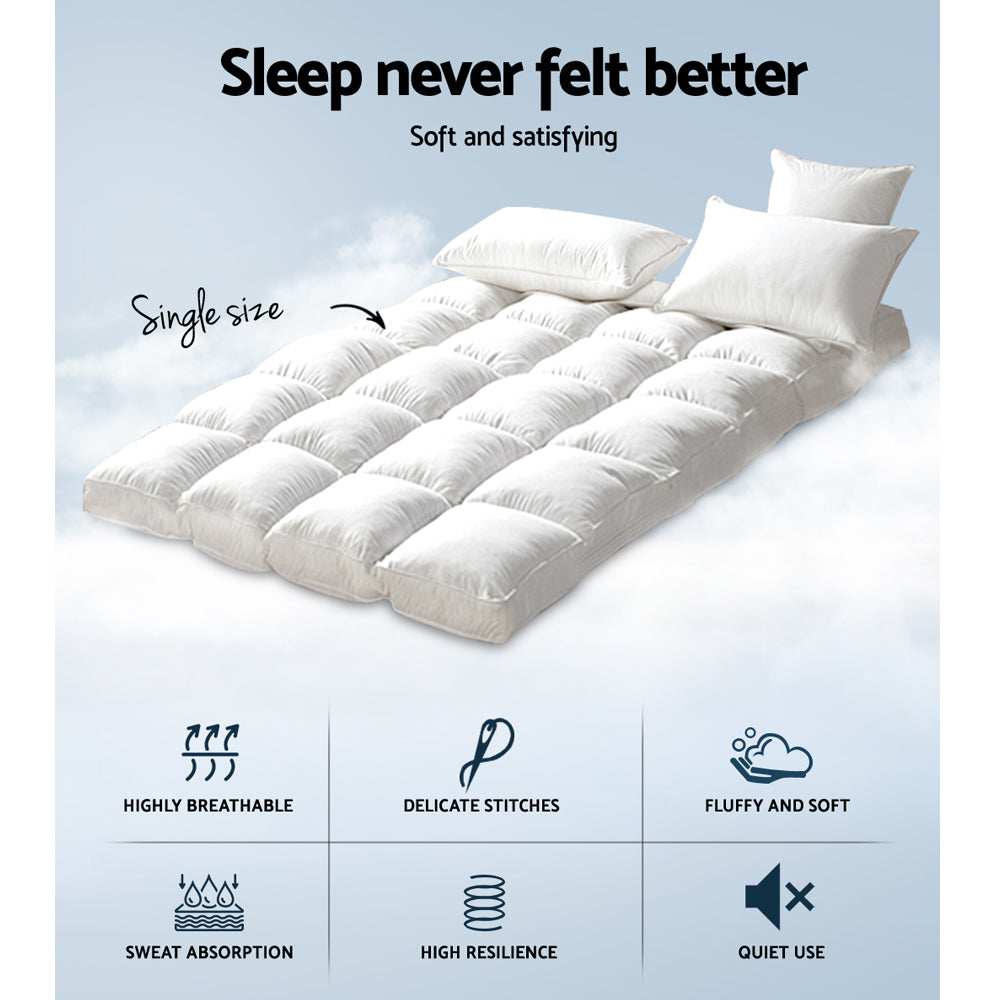 NNEDSZ Single Mattress Topper Bamboo Fibre Pillowtop Protector-1