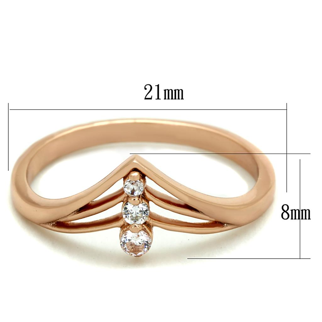 TS283 - Rose Gold 925 Sterling Silver Ring with AAA Grade CZ in Clear-1