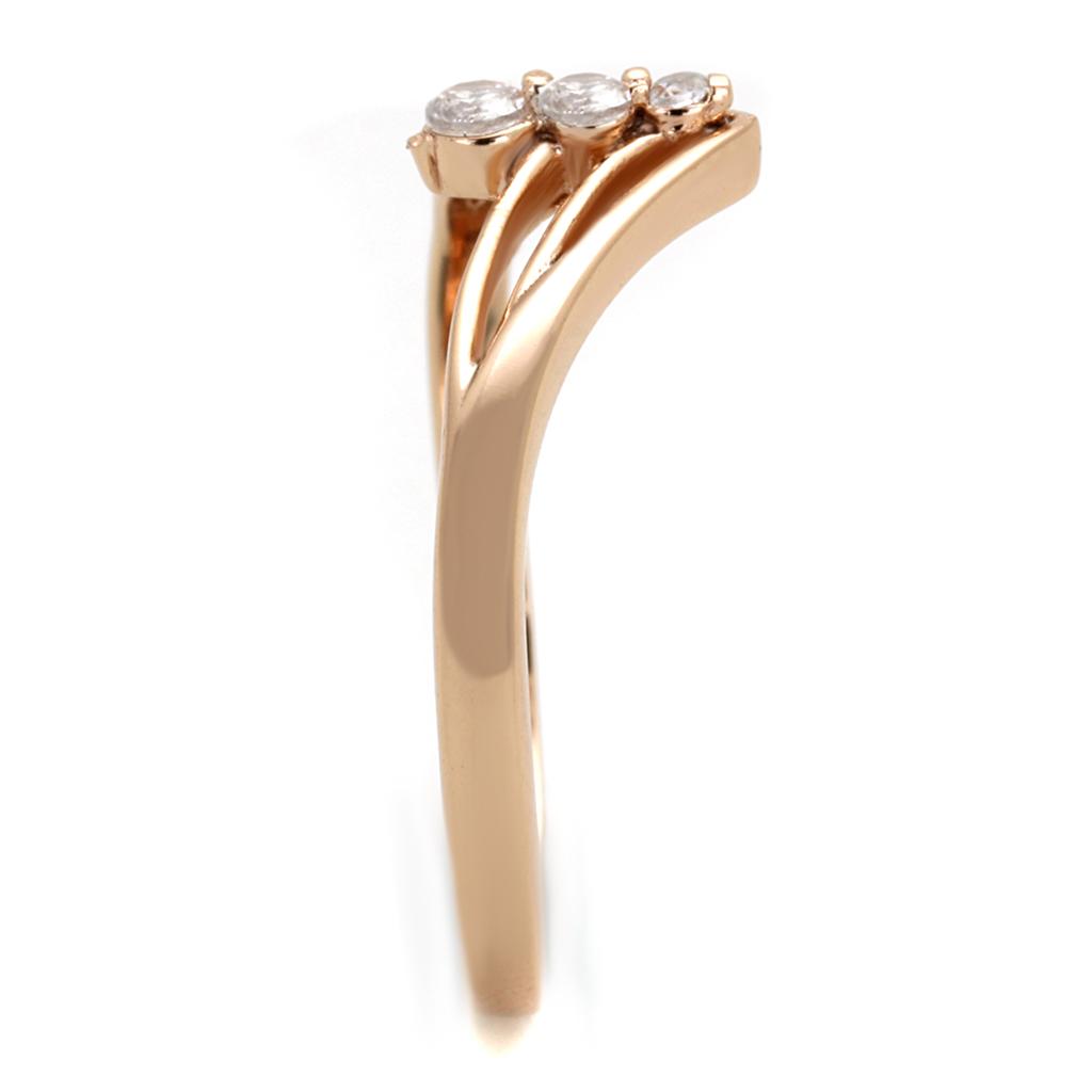 TS283 - Rose Gold 925 Sterling Silver Ring with AAA Grade CZ in Clear-3