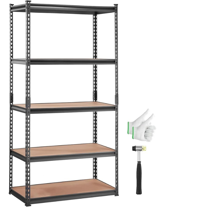 VEVOR 5 tier metal shelving unit front view