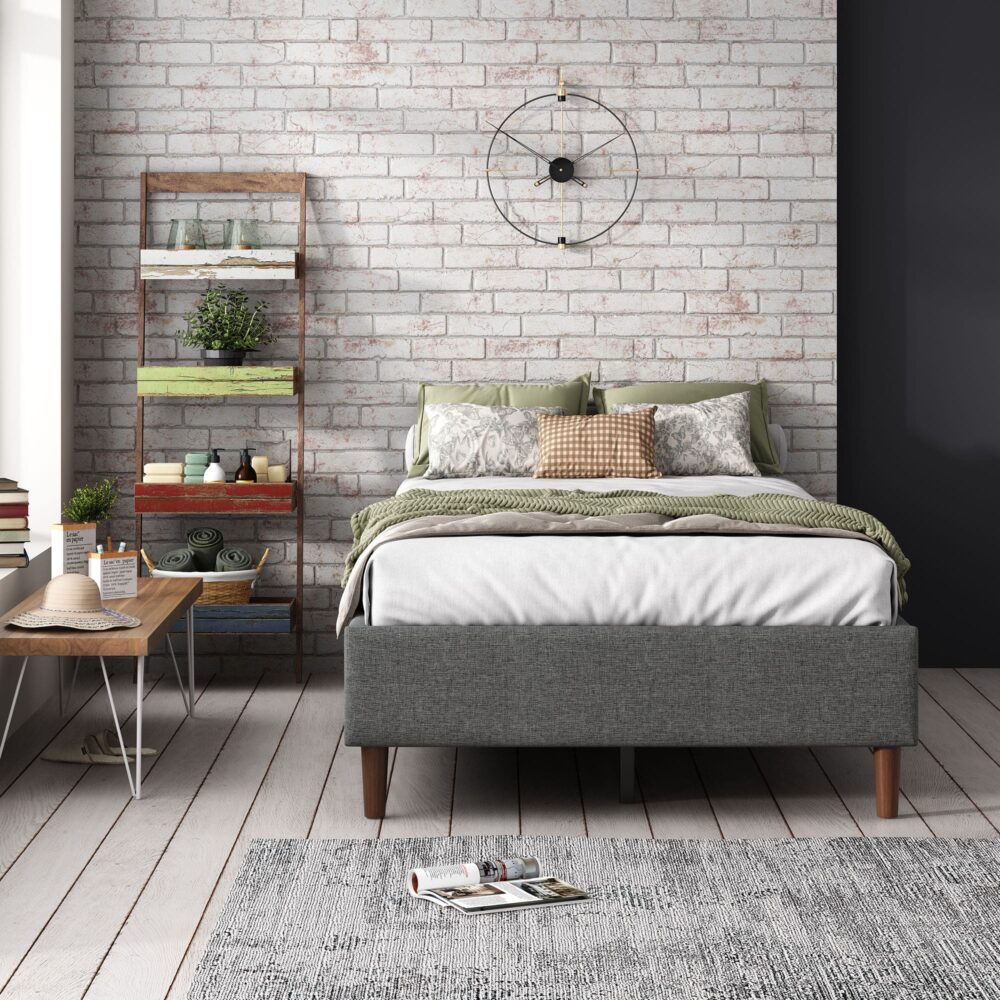 NNEDSZ Bed Frame Mattress Foundation (Dark Grey) – Double-3