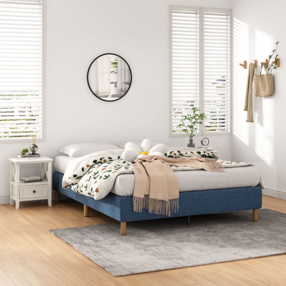 NNEDSZ Metal Bed Frame Mattress Foundation Blue – King-4